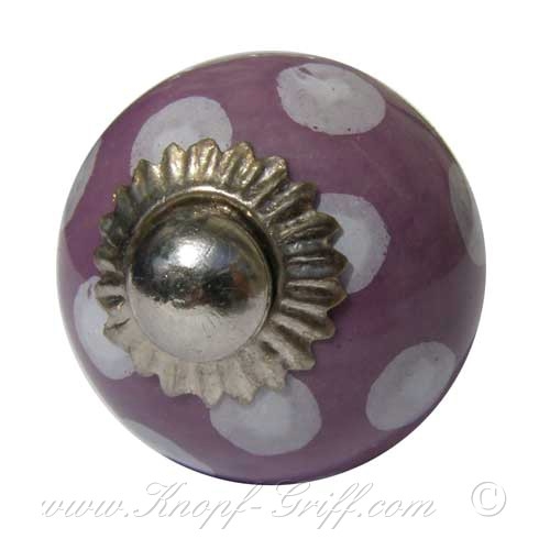 Porcelain doorknob polka dot purple