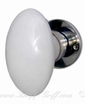 Turning doorknob oval white porcelain (set)